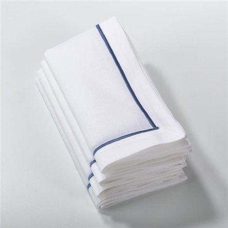 SARO LIFESTYLE SARO 810.SP20S 20 in. Belvedere Square Embroidered Line Design Napkin - Sapphire  Set of 4 810.SP20S